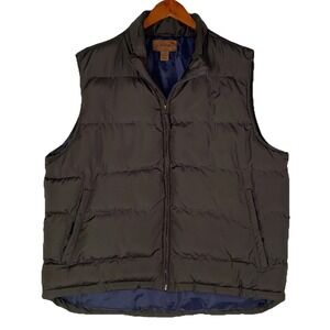 St. John's Bay Men's Green Full Zip Button Up Puffer Vest With Pockets -Size XL